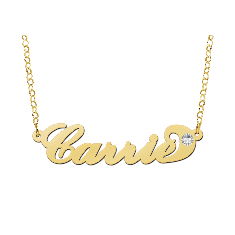 Collar de Oro con Nombre y Zircón estilo Carrie Collar de Oro con Nombre y Zircón estilo Carrie
