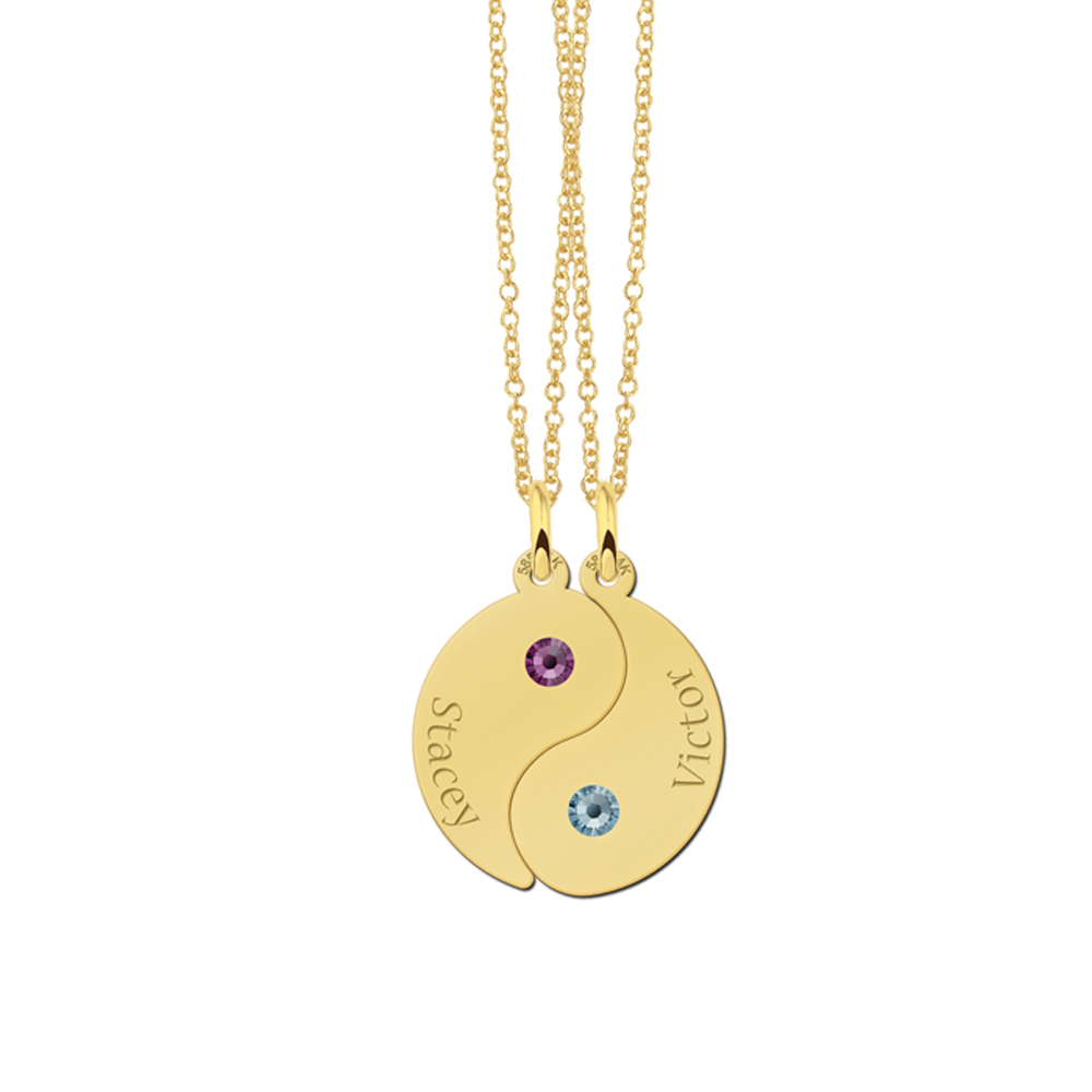 Yin Yang de oro con piedras natalicias