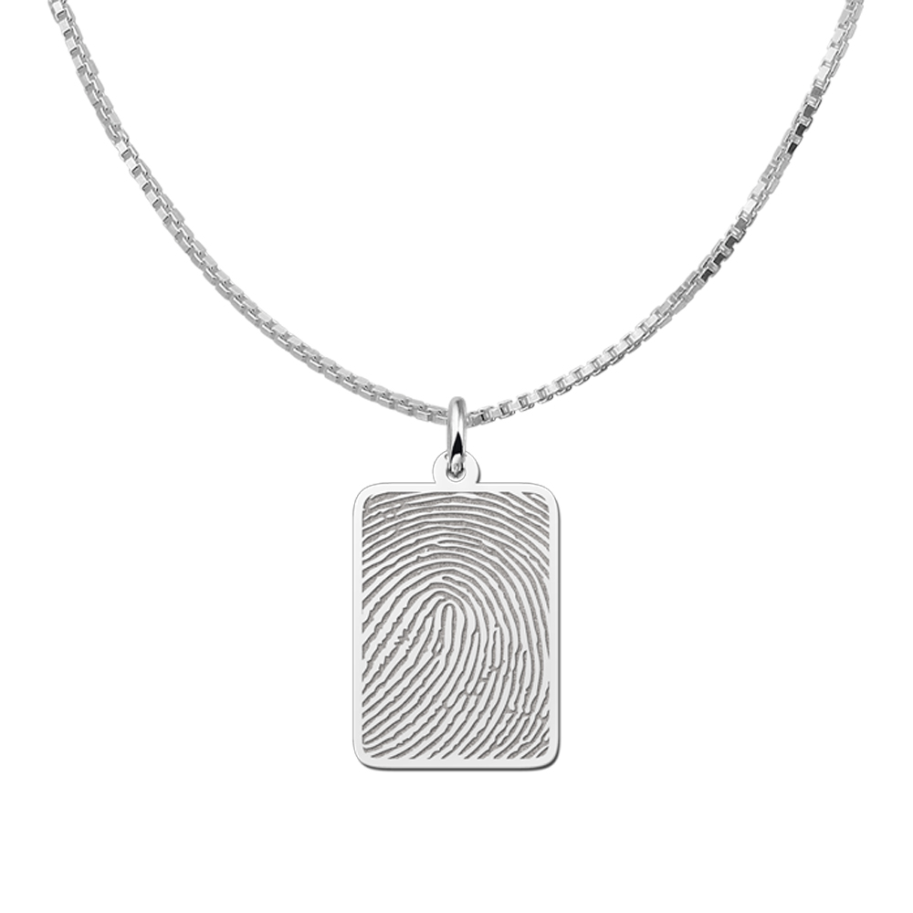 Colgante rectangular de plata con huella dactilar completa Colgante rectangular de plata con huella dactilar completa