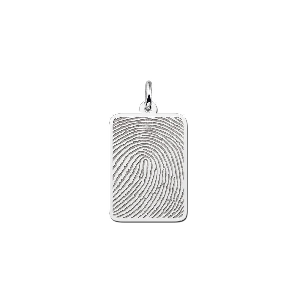 Collar en plata con placa con huella dactilar Collar en plata con placa con huella dactilar