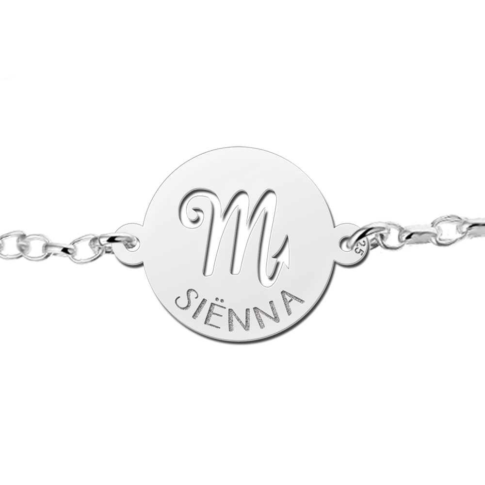 Pulsera de Plata Signo del Zodiaco Escorpio con Nombre