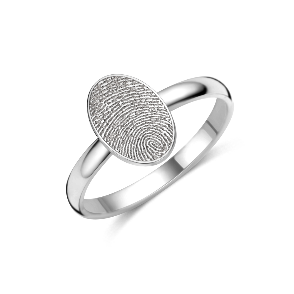 Anillo de plata ovalado con huella dactilar