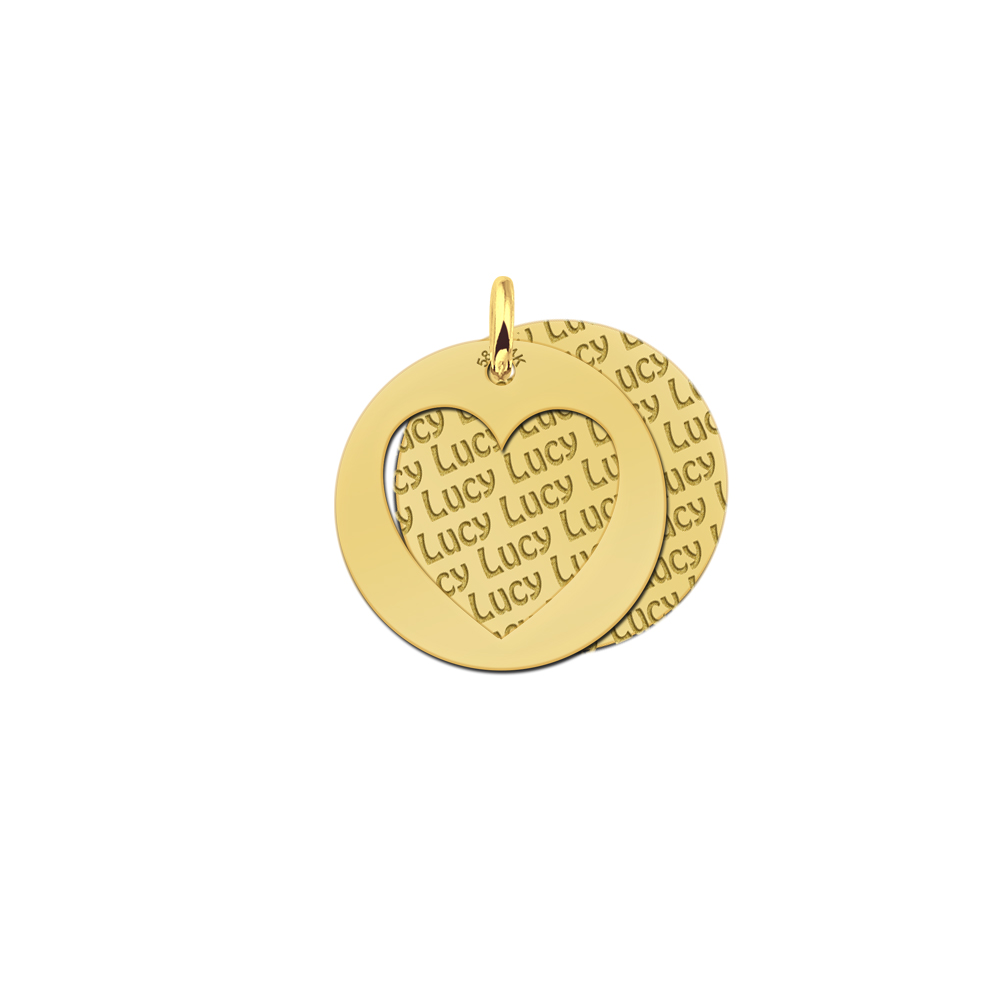 Colgante doble de oro personalizado, corazón redondo Colgante doble de oro personalizado, corazón redondo